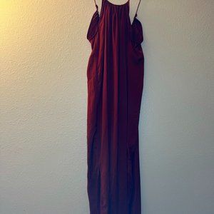 Long chiffon maroon flowy dress